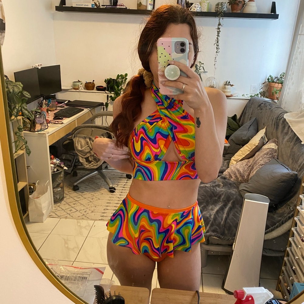 NWT DubLuv Trippy Rainbow Rave Set (S)